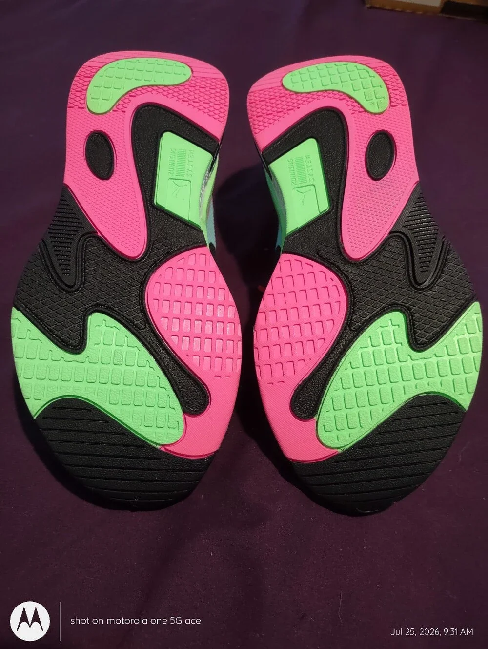 New Puma Black Sneakers with Pink, Orange & Mint Accents Sz 6